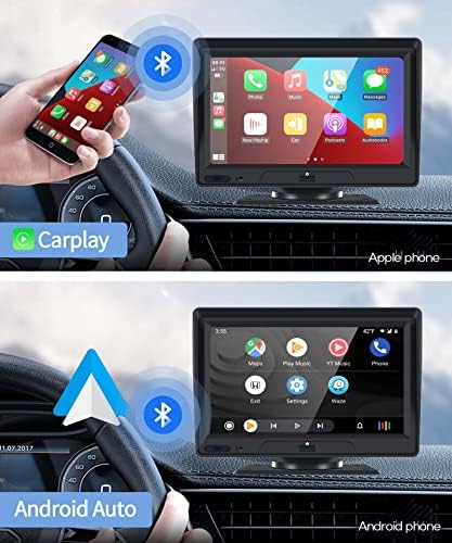 Безжичен CarPlay Protable Car Radio Android Auto Auto Ectocreen Car Stereo, со Dash Cam и резервна камера, 7 -инчен HD Multimedia Player