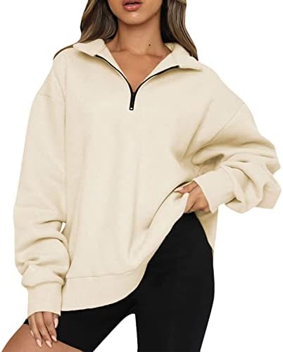 Kuaileya женски пуловер женски преголем половина патент пуловер долг ракав џемпер четвртина патент худи џемпер тинејџерски девојки