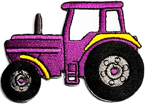 Кленплус 3 парчиња. Трактор Симпатична Виолетова Везени Железо На Шие На Лепенка Модни Уметности Земјоделство Трактор Цртан Филм Налепница Закрпи