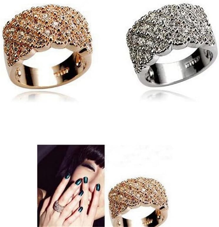 Колезо моден уникатен стил кристално злато и сребро позлатен широк и див забавен венчален прстен за жени-40316