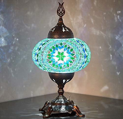 Демекс Батерија Управувана Мозаична Столна Ламба Со ВГРАДЕНА ЛЕД Сијалица, Турско Мароканско Рачно Изработено Мозаично Биро За Маса