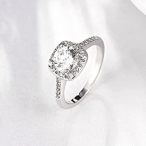 Wdiyieetn Моден накит 925 Стерлинг сребро ЦЗ Кристален плоштад прстен венчален прстен за жени