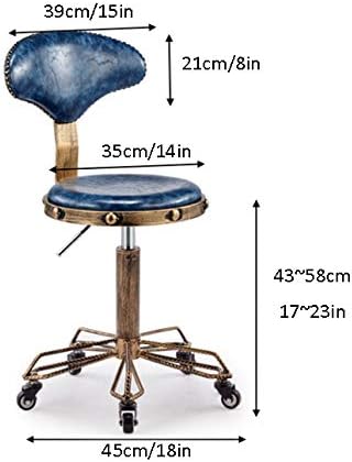 Господар масажа столче на тркалото на тркалото ， Ниско столче со сино PU синтетичко кожа седиште ， Прилагодлива висина 43-58 см ， Поддржана тежина
