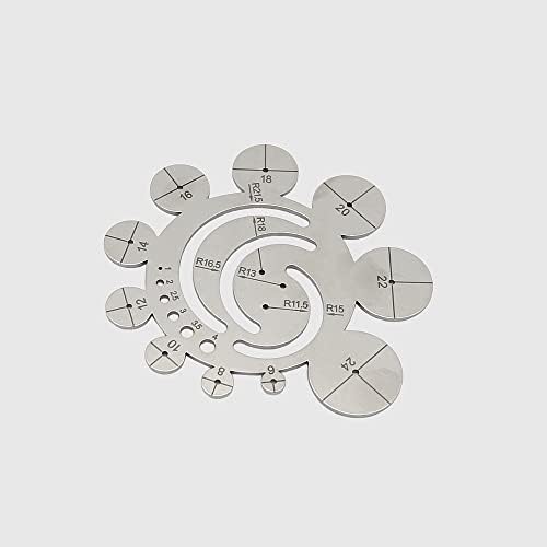 1 парчиња од не'рѓосувачки челик заоблен владетел кожен образец за алатки за рачно изработени кожни сечење тркалезни цртеж за цртање