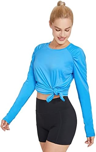 G4free женски кошули за пешачење со долги ракави UPF 50+ Атлетски тренингот УВ Сонце -срања
