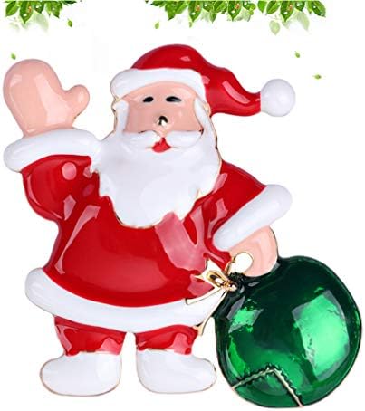 Амосфун Санта Пин Божиќ брошус Санта Клаус Платно додатоци Декорации Брух дојка за декор за подароци Rhinestone брош