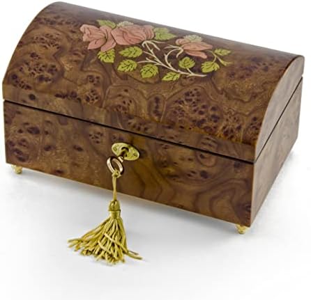 Рачно изработен дрво тон цветник вметнувач на градите музички накит кутија - еден ден ќе дојде мојот принц