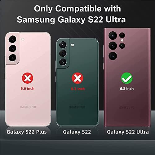 Meupzzk Samsung Galaxy S22 Ултра Случај, Samsung S22 Ултра Паричник Случај, Врежана Дрво Премиум Стп Кожа [Kickstand] [Картичка