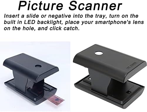 Скенер за мобилни филмови и слајдови, преносен преносен скенер за мобилни филмови, вграден во LED осветлување, претвори 35мм боја/црно -бело