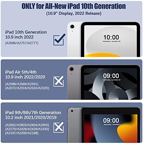 Случај за Везорол за iPad 10 -та генерација, детски пријателски iPad case 10 -та генерација iPad 10.9 случај со држач за држачи на моливче