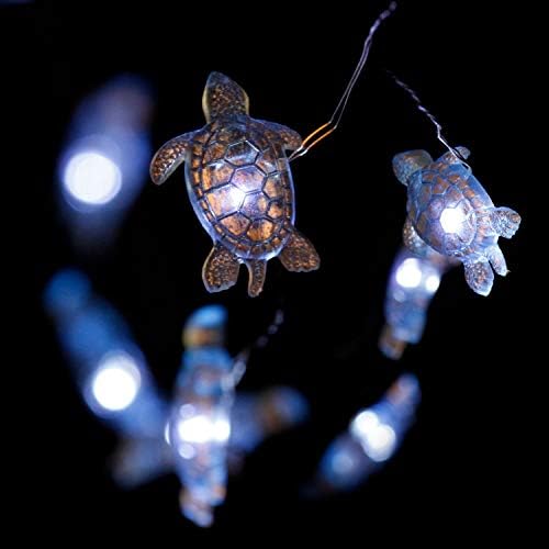 Импресионираат живот на наутички океан тематски светла, 40 LED сино морско желка, водоотпорни украсни декоративни жици на жици со далечински