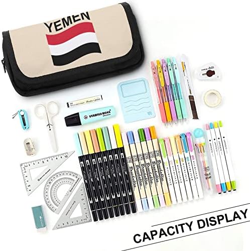 Знаме на Јемен молив кутија двојно поштенско пенкало торба со голем капацитет држач за канцелариски материјал за домашна канцеларија за