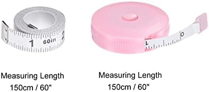 Мерка мерка за меки ленти од Харфингтон 2 парчиња Постави 150 см/60 Двојно странично повлекување на владеењето за шиење на крпа од телото, светло розова бела боја