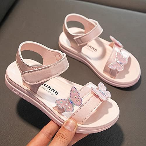 Деца чевли летни сандали со пеперутки со дијамантско мало девојче меко дно принцези сандали летни чевли на плажа