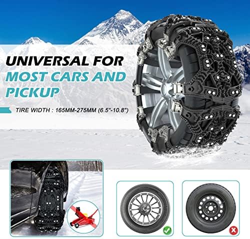 H & ZT 6 пакуваат снежни ланци за автомобил SUV, TPU 165-275mm гуми Антискидни ланци за пикап камиони SUV ширина на гуми 6 -10,8 за F150