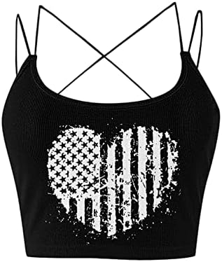 Женски американско знаме Камизол резервоари лето квадратниот резервоар без ракави кошула секси тенок вклопна основна обична култура врвна графичка мета