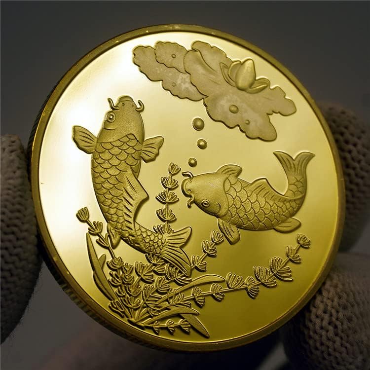 Златници Кинески Кои Риба Комеморативни Монети Колекција Среќни Златни И Сребрени Монети Сакаат Новогодишни Монети