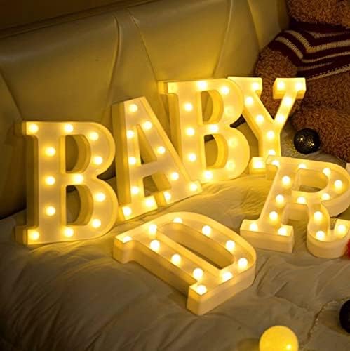 Honhan LED азбука осветли знаци за украсување букви А-З симбол и за свадбена роденденска забава батерија батерија за Божиќна