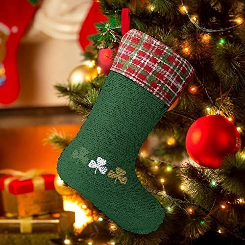Ирска Шамрок знаме Секвенк Божиќно порибување сјајно wallидови што висат украси Декорација за забава за одмор на дрво од дрво