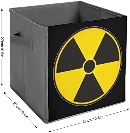 Знак За Предупредување за Нуклеарно Зрачење Склопувачки Корпи За Складирање Ткаенина Организатор Кутија За Преклопување Со Рачки