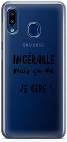 Зоко Случај За Samsung A20 Inmanageable mais Ca Va Je Gére Транспарентно Меко Мастило Црно [француски Јазик]