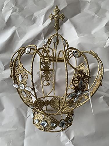 Златна Железна Жичана Круна со Накит 9.5 Во Божиќна Декорација