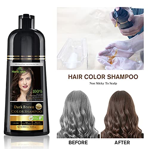Хербиш шампон во боја на коса за сива коса 500 мл темно кафеава + боја на боја на боја на боја