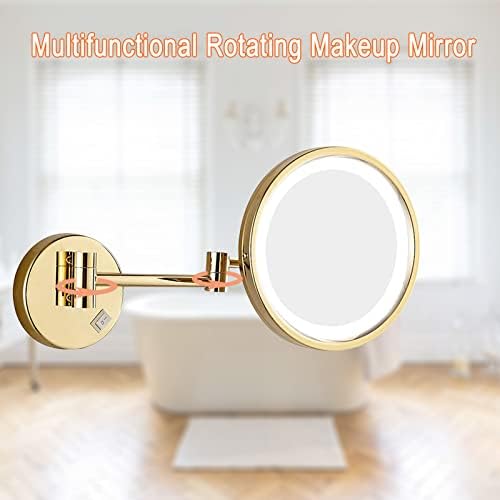 ОГЛЕДАЛО ЗА Шминка SRVNT Со Светлина, 10 инчи 360° Вртливо Продолжено Огледало За Бричење Ѕидно Огледало За Зголемување Hd Суета Еднострано Огледало