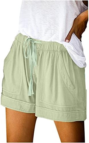 Gamivast плус шорцеви со големина за женски случајни шорцеви за влечење еластична половината удобна лабава кратка со џеб лето