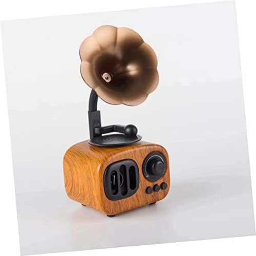 Solustre 1PC Домашни звучници Boombox Преносни звучници Браун ретро звучник радио ретро звучници преносен безжичен рекорд плеер
