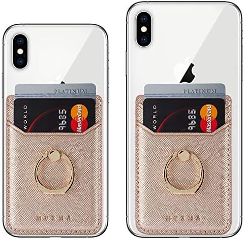 Држач за картички за мобилни телефони Biajiya RFID прстен штанд на држачот на паричникот PU кожна картичка за задниот дел на телефонот за