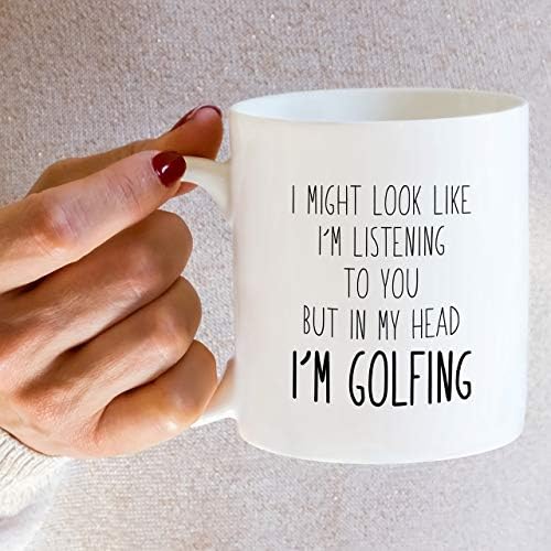 Смешна кригла Retreez - изгледа како да те слушам, но во мојата глава сум голф голф 11 мл керамички кафе чаши - смешни, саркастични, инспиративни