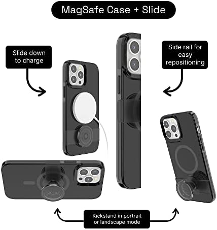 PopSockets: Iphone 13 Случај За MagSafe Со Телефон Зафат И Слајд, Телефон Случај за iPhone 13, Безжично Полнење Компатибилен-Црна