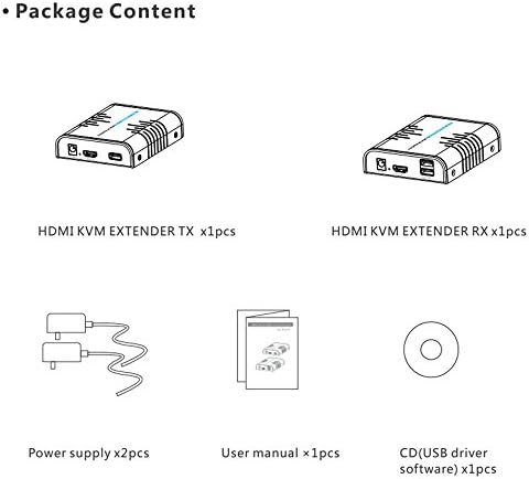Aemyo HDMI KVM Продолжувач 120m/365ft над Cat5E/6 Мрежен Кабел Поддржува USB&засилувач; Глувчето Тастатура