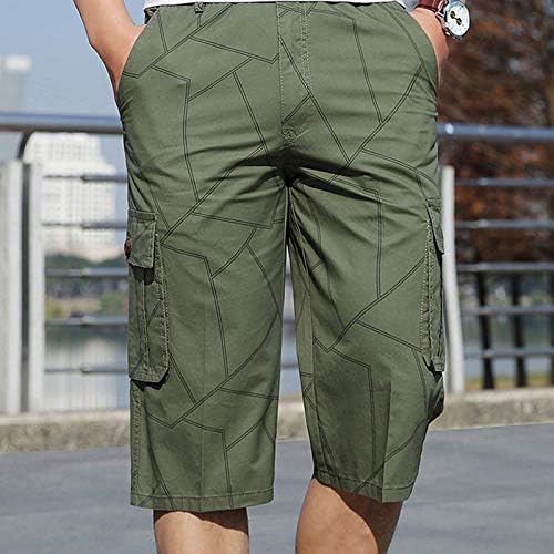 Машки шорцеви на YMoSRH летни обични фитнес боди -билдинг печатени џебни спортски панталони панталони