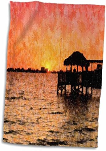 3drose слика на зајдисонце на реката Флорида со стил на впечаток на тики - крпи
