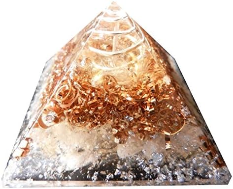Кристали Рок чиста кварц оргонитна пирамида/реики критал пирамиди за заздравување и декорација на домови од чакра 65 мм со торбичка