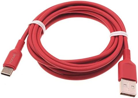 6FT USB -C кабел Црвен полнач на кабел за напојување Type -C компатибилен со Motorola Moto Z2 Force - Moto Z2 Play - Moto Z3