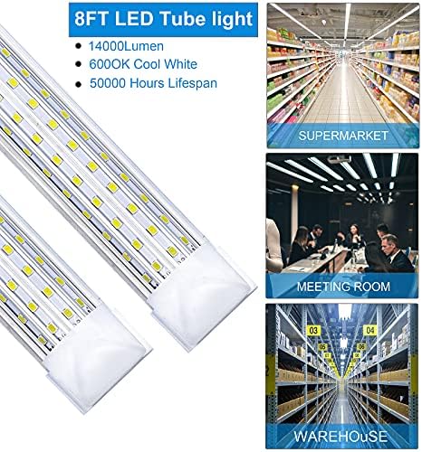 Ledtoptronic Shop Light, 8ft 144W 14500LM 6000K, Ладно Бело, U Форма, Јасен Капак, Висок Излез, Поврзување На Светлата На Продавницата, T8
