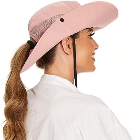 Durio Sun Hat Womens UV Заштита на конска опашка капи за жени широки пакувања за сонце за сонце, женски летни капа за пешачење на плажа чиста