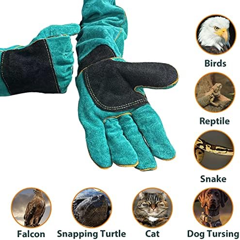 Amacielo Animal Handling Ralls, анти-залаки за ракавици, 23,6 инчи Kevlar ракавици кожни заварувања нараквици мачки нараквици