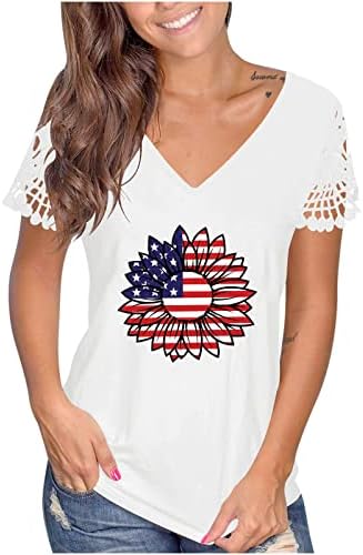 Американска starвезда сончоглед цвет цветна камизола кратки ракави длабоки v вратот чипка бренд блузи камизола маичка дами