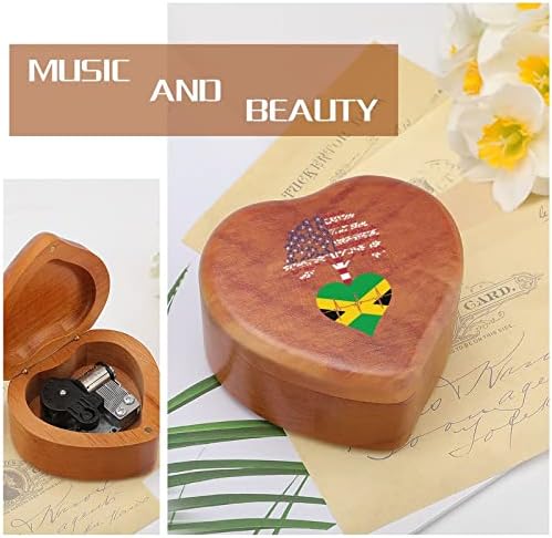 Јамајка САД корен од срцев ритам дрвена музичка кутија со форма на срцева кутија музички кутии гроздобер дрвена кутија за подарок