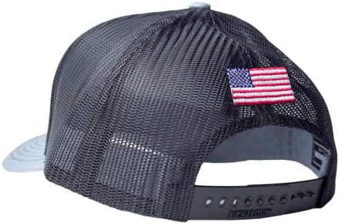 Камионерската капа на Андерсонс, лого со американско знаме, сиво со црна мрежа назад