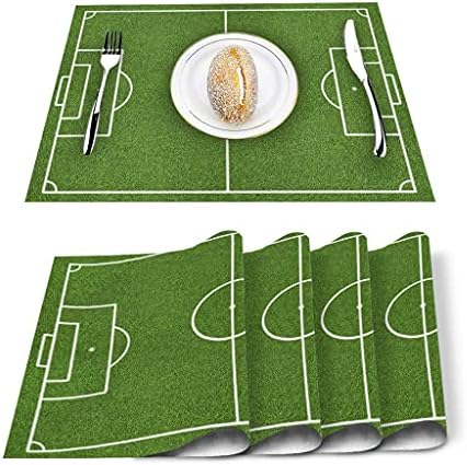 DXMRWJ 4/6 компјутери PlaceMat Фудбалски топки Фудбалско поле печатено табела за маси за табели топлина-инсулација памучна постелнина