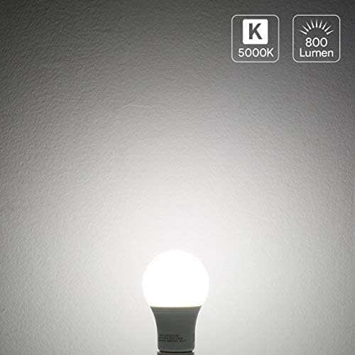 LE LED Светилки 60 Вати Еквивалент, Затемнета LED Сијалица 5000K Дневна Светлина Бела, A19 E26 Стандардна Средна Основа, 6 Пакувања