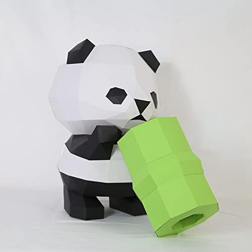 Wll-dp мала панда и бамбус цевка форма креативна хартија скулптура геометриска хартија трофеј DIY оригами загатка 3Д модел