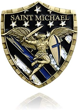 Полициски Службеник За спроведување на законот Предизвик Монета Свети Мајкл Тенка Сина линија Штит