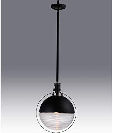 Maxim 10080Clbksn Axiom JA8 во согласност со чиста стакло Орб LED приврзок светло за таванот, 1-светло 9 вати, 18 H x 12 W, црна/сатенска