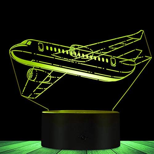 3Д Авион Лед Прекинувач За Допир Декор Масичка Оптичка Илузија Светилки 7 Светла ЗА Промена На Бојата ЛЕД Столна Ламба Божиќ